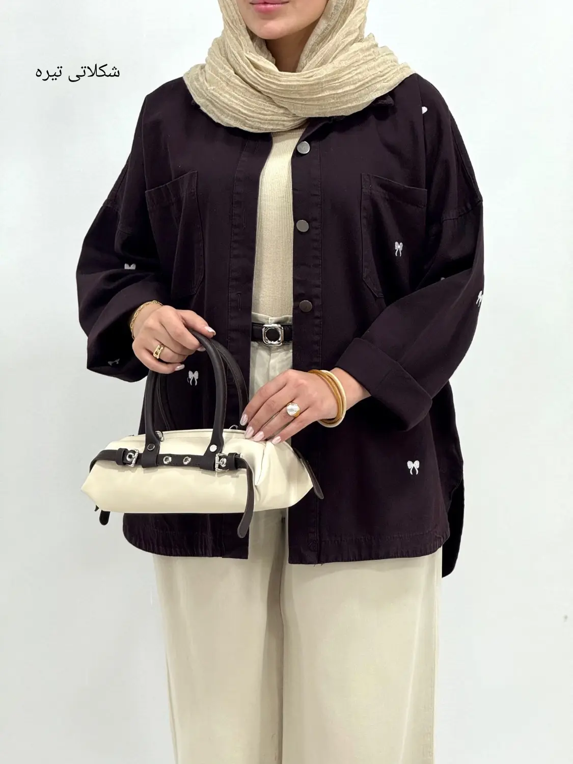 مانتو کتان کاغذی گلدوزی بینا